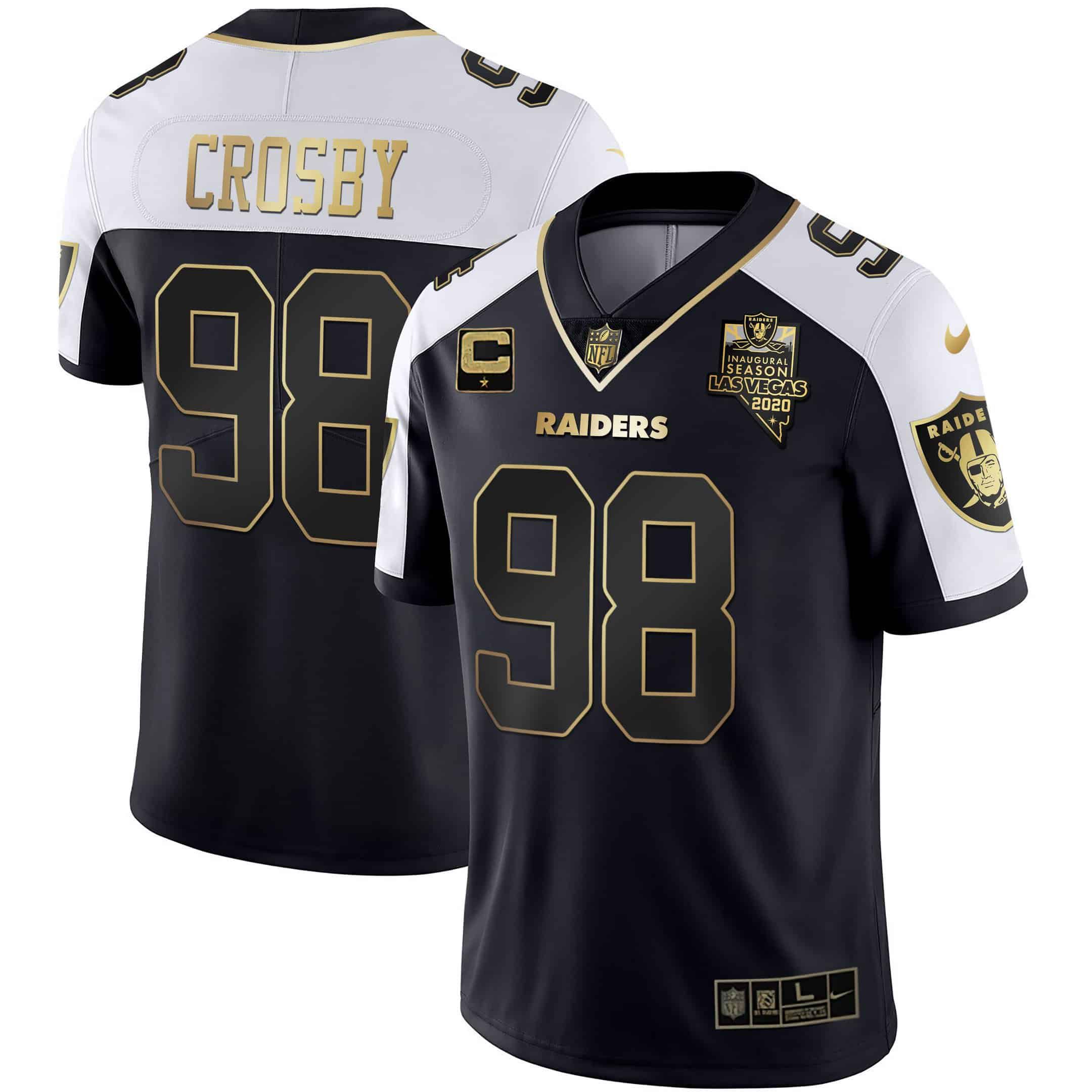 Men Oakland Raiders #98 Crosby 2024 Nike Vapor Black Gold & Black Inverted Limited NFL Jersey